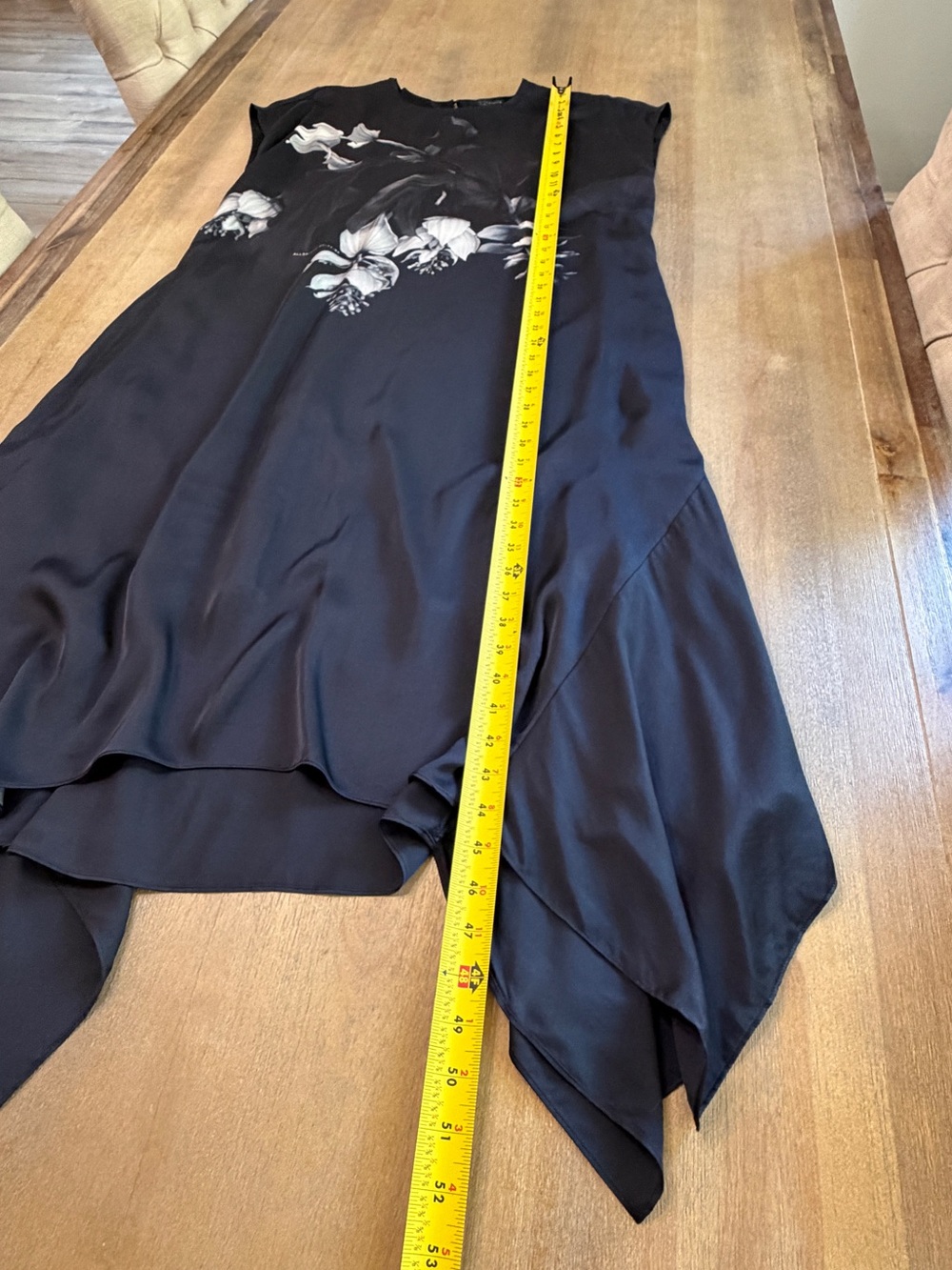 NWT ALLSAINTS Gian Kosumoso Black Floral Handkerchief Maxi Dress Size 12 $329 - Picture 5 of 16